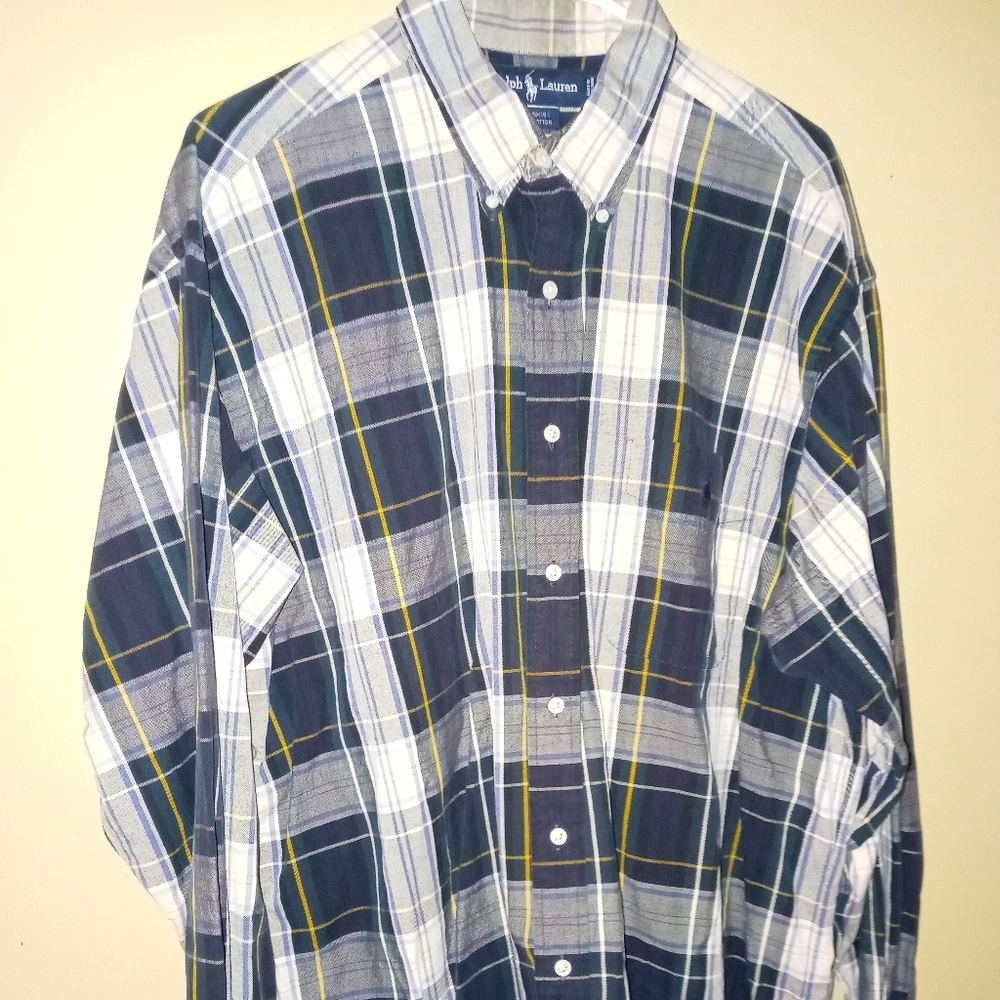 Ralph Lauren Big Shirt Button Down Plaid Shirt Lg